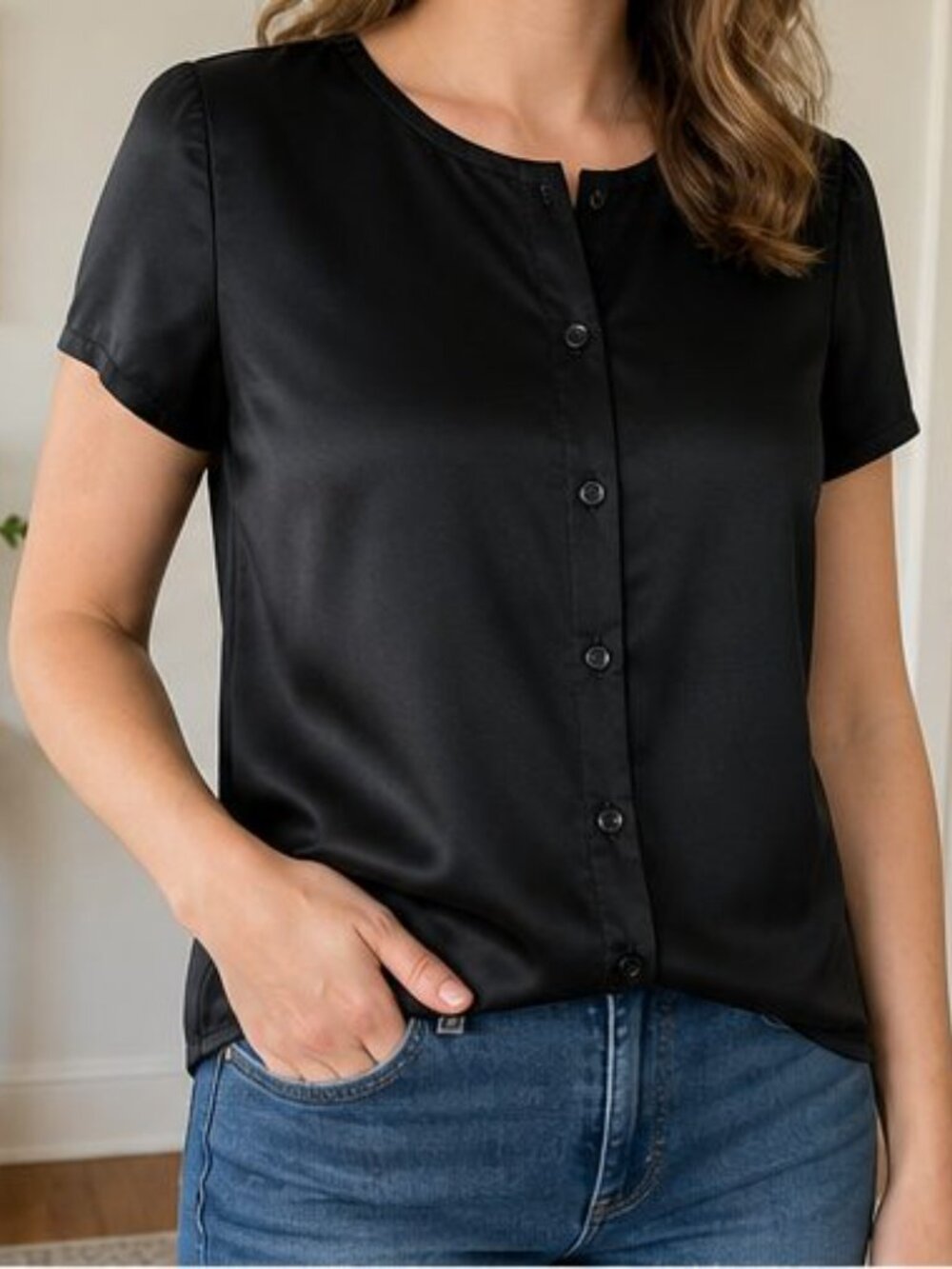Black Ruffle Blouse - Picture 2 of 6